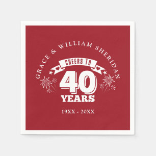 Servilleta De Papel Brindis por el 40 aniversario de boda de Ruby