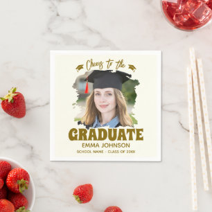 Servilleta De Papel Brindis por el Graduado Foto Personalizada Nombre 