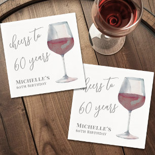 Servilleta De Papel Brindis por Sesenta Años Vino Cumpleaños 60