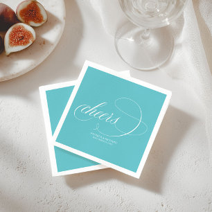 Servilleta De Papel Brindis - Simple Elegante Purista Azul Boda