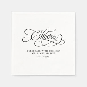 Servilleta De Papel Brindis Sr. y Sra. Boda Elegante Caligrafía Negra