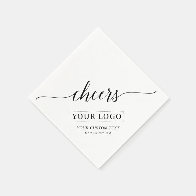 Servilleta De Papel Brindis | Texto Personalizado Logo Simple Empresa  (Borde)