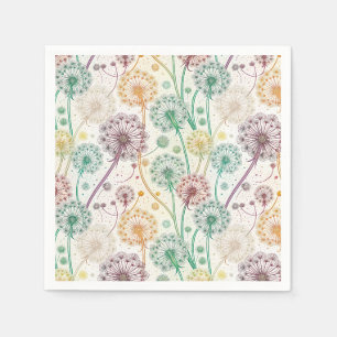 Servilleta De Papel Brisa de Dandelion con arco iris - Floral capricho