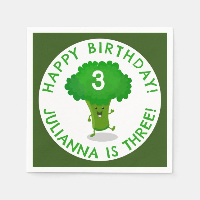 Servilleta De Papel Broccoli de baile lindo, cumpleaños personalizado (Anverso)