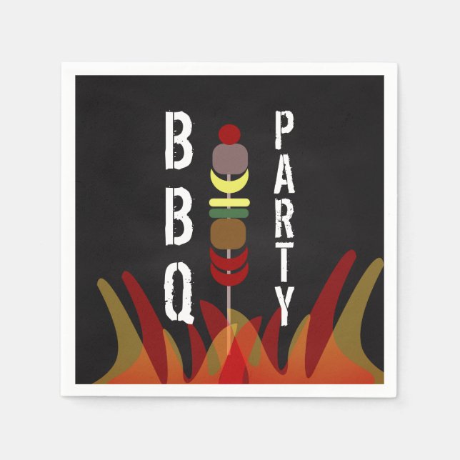 Servilleta De Papel Brochetas de carne BBQ Cook Out Party  (Anverso)