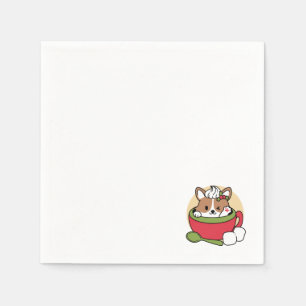 Servilleta De Papel Bromas de cacao en invierno - Perro lindo en diseñ