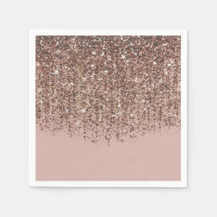 Servilleta De Papel Bronce Dorado Glitter Glam Party Taupe Rosa