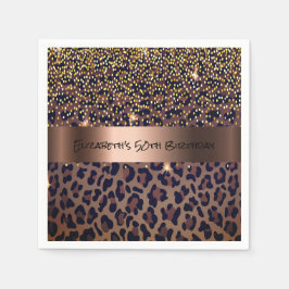 Servilleta De Papel Bronce impreso de leopardo de la fiesta de cumplea