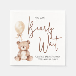 Servilleta De Papel Brown Bear Balloon Baby Shower