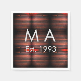 Servilleta De Papel Brown rustic brick stone add name letter year date