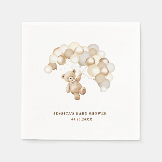 Servilleta De Papel Brown Teddy Bear Baby Shower (Anverso)