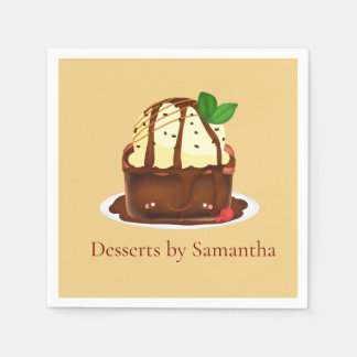 Servilleta De Papel Brownie de chocolate con helado de vainilla