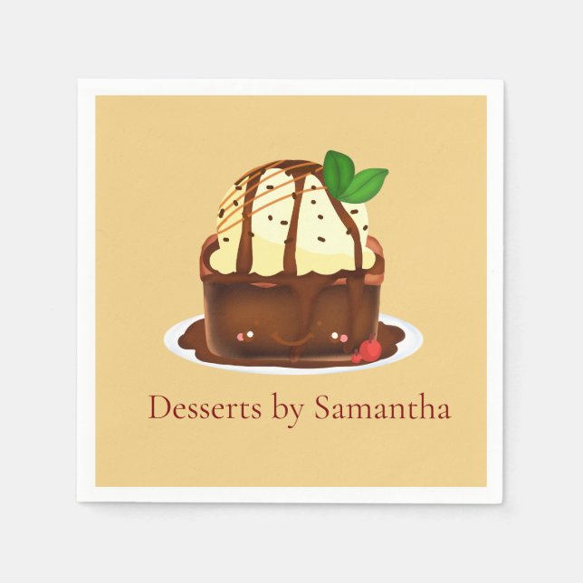 Servilleta De Papel Brownie de chocolate con helado de vainilla (Anverso)