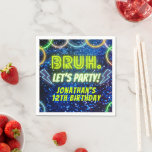 Servilleta De Papel Bruh Let's Fiesta Neon Glow Blue Green Birthday<br><div class="desc">Bruh boys Diseño de cumpleaños con neones brillantes y vivos colores de verde, azul y blanco. Perfecto para varios temas de cumpleaños: ya sea que tu hijo sea un entusiasta de los juegos, un guerrero de etiquetas láser, un aficionado a las máquinas recreativas, o simplemente le encantan las noches de...</div>