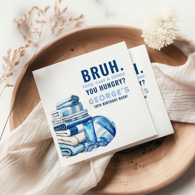 Servilleta De Papel BRUH. Niño Fiesta de piscina azul hambriento cumpl (Subido por el creador)