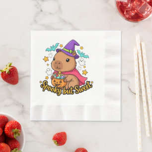 Servilleta De Papel Bruja Capybara Espeluznante pero Dulce Halloween