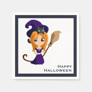 Servilleta De Papel Bruja corta en Halloween Gorra morado