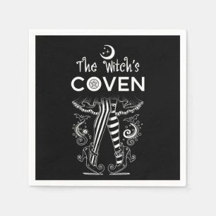 Servilleta De Papel Bruja Coven Bruja Piernas Negro Blanco Halloween 