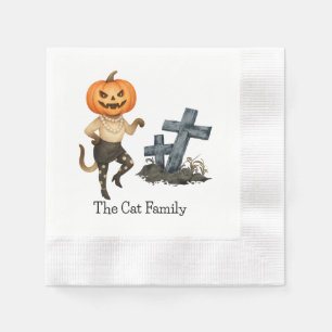 Servilleta De Papel Bruja de gato con calabaza para fiesta de Hallowee