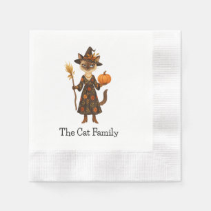 Servilleta De Papel Bruja de gato con calabaza para fiesta de Hallowee