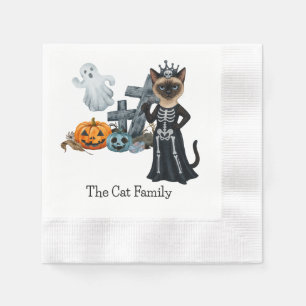 Servilleta De Papel Bruja de gato con calabaza para fiesta de Hallowee
