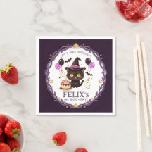 Bruja de gato negro lindo y espeluznante Cumpleaño