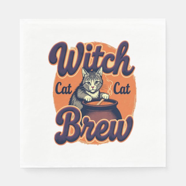Servilleta De Papel Bruja de gatos (Anverso)