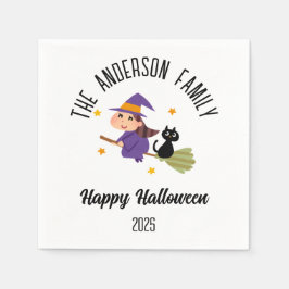 Servilleta De Papel Bruja de Halloween con nombre personalizado en una