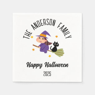 Servilleta De Papel Bruja de Halloween con nombre personalizado en una