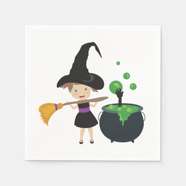 Servilleta De Papel Bruja de Halloween linda (Anverso)