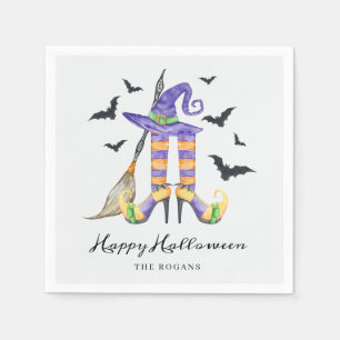 Servilleta De Papel Bruja de Halloween Piernas y Sombrero