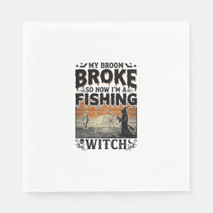 Servilleta De Papel Bruja de la pesca Diseño de vector vintage de Hall