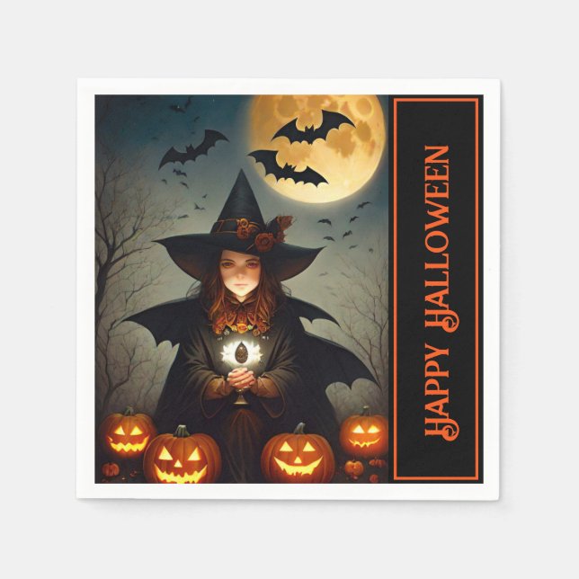 Servilleta De Papel Bruja de luna llena (Anverso)