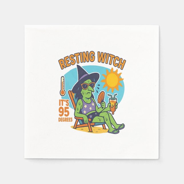 Servilleta De Papel Bruja de reposo - Premium Summerween (Anverso)