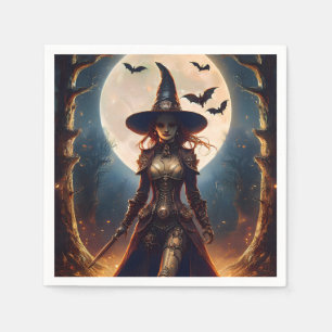 Servilleta De Papel Bruja del Bosque Steampunk de Halloween