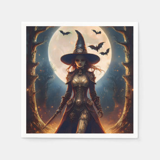 Servilleta De Papel Bruja del Bosque Steampunk de Halloween