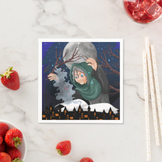 Servilleta De Papel Bruja espeluznante y casa embrujada Halloween🌙
