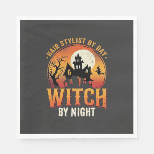 Servilleta De Papel Bruja Estilista de Pelo Diseño Vintage de Hallowee