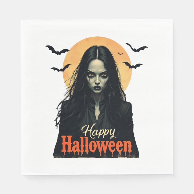 Servilleta De Papel Bruja gótica de Halloween (Anverso)