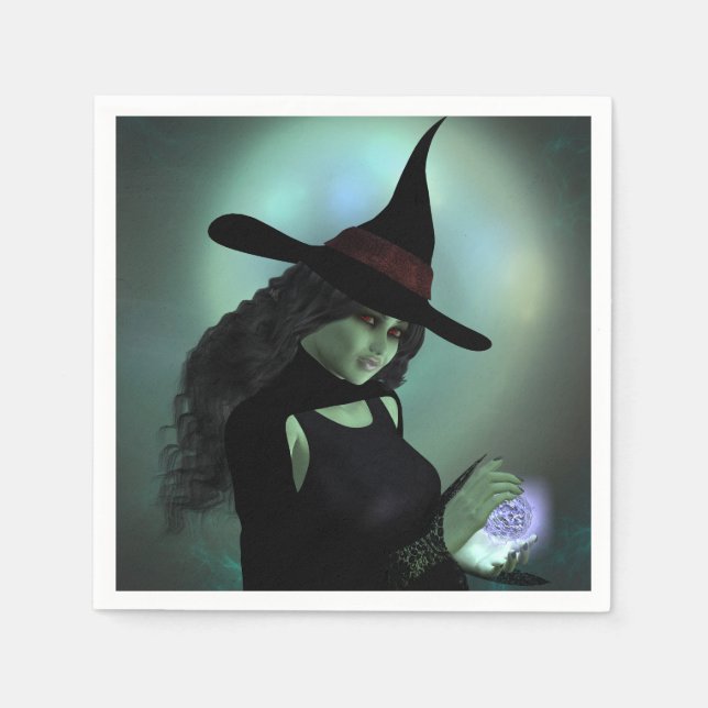 Servilleta De Papel Bruja malvada lanzando un golpe (Anverso)