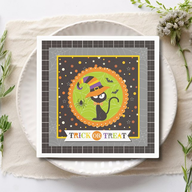 Servilleta De Papel Bruja negra de gato de Halloween (Subido por el creador)