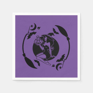 Servilleta De Papel Bruja sosteniendo una calabaza