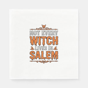 Servilleta De Papel Bruja Vintage Salem Halloween Diseño Tipografía_1