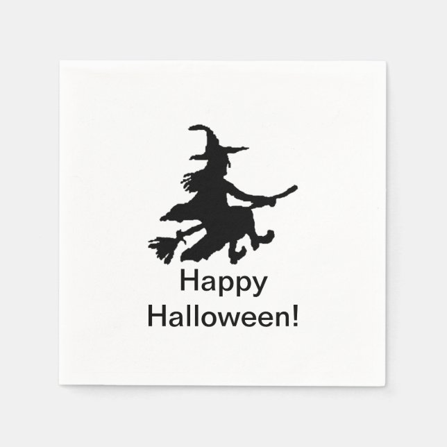 Servilleta De Papel Bruja Voladora - Feliz Halloween - (Anverso)