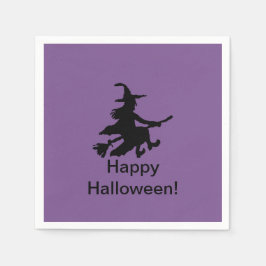 Servilleta De Papel Bruja Voladora Púrpura - Feliz Halloween Servillet