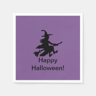 Servilleta De Papel Bruja Voladora Púrpura - Feliz Halloween Servillet