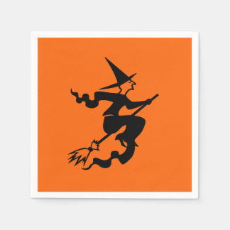 Servilleta De Papel Bruja volando en escoba de Halloween 4Nellie