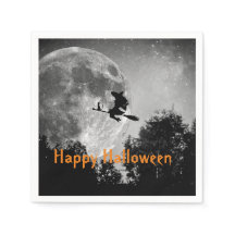 Bruja y Luna de Halloween Papel Personalizable