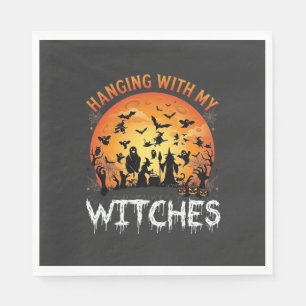Servilleta De Papel Brujas Colgantes Luna de Halloween Murciélagos Cal