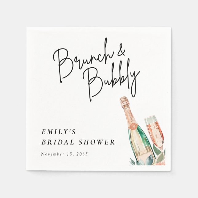 Servilleta De Papel Brunch and Bubbly Elegal Bridal Shower (Anverso)